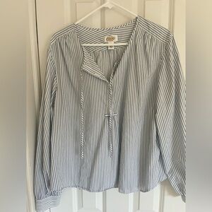 Talbots, tie striped blouse, blue, xl